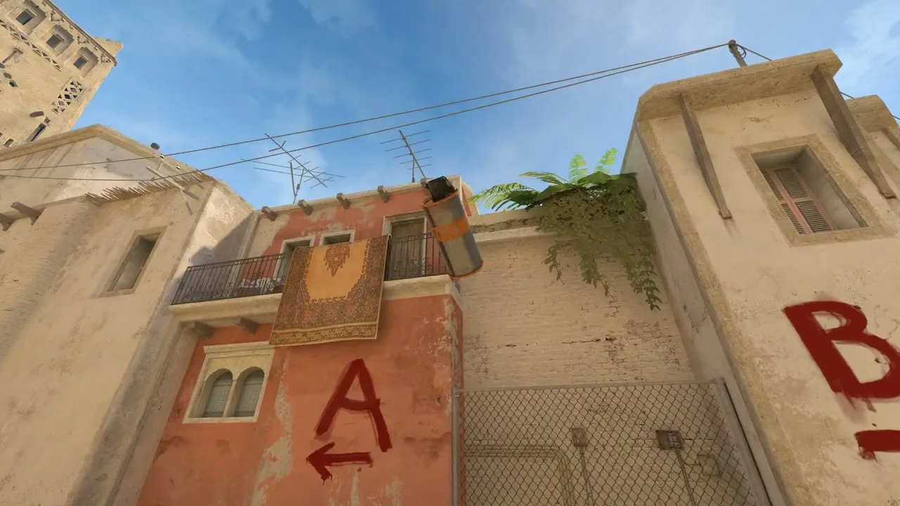 Rendered Mirage smoke lineup, first frame