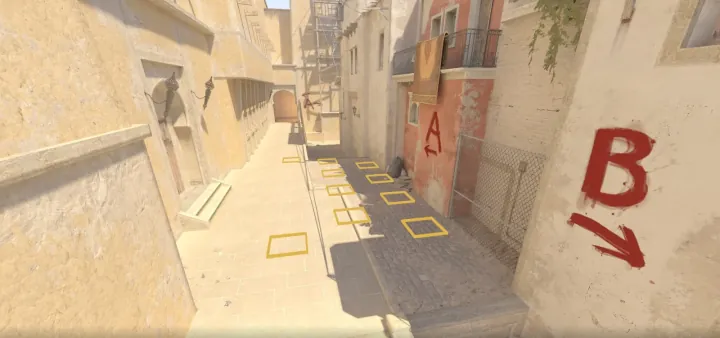 T spawn markers in the Mirage practice map